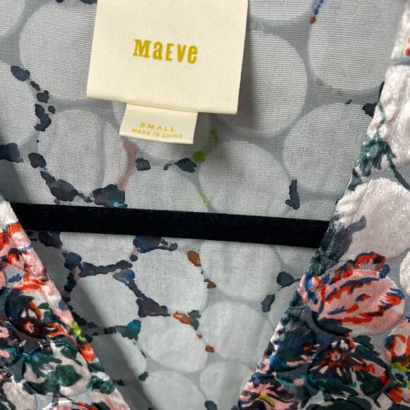 Anthropologie Maeve Faux Wrap Floral Velour Silk Blend Umi Blouse Womens Small - Picture 5 of 8